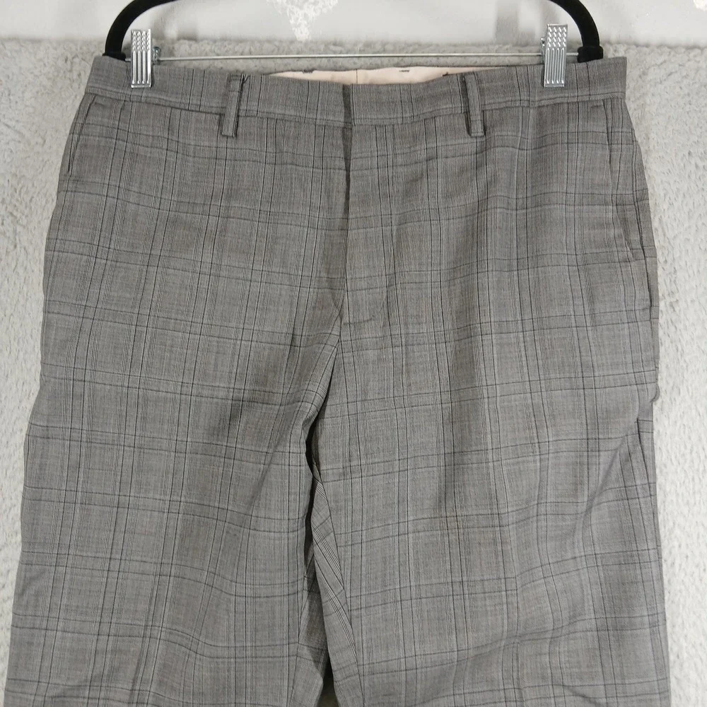 Banana Republic Pants Mens 35 Tailored Slim Fit‎ Grey Plaid Dress